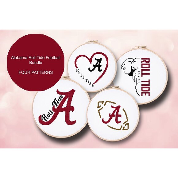 Alabama Roll Tide Football Counted Cross Stitch‎ Patterns Set of 4 - Picture 1 of 9
